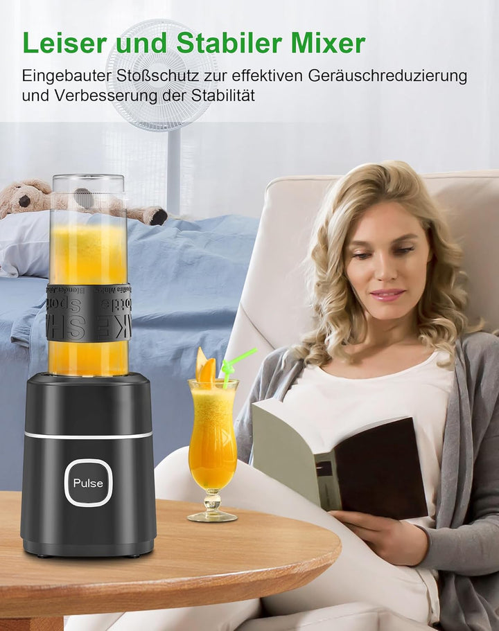 Mixer, Smoothie Maker, 500W Mini Standmixer mit 2x570ml Tritan BPA Freier Flasche, Tragbarer Edelsta