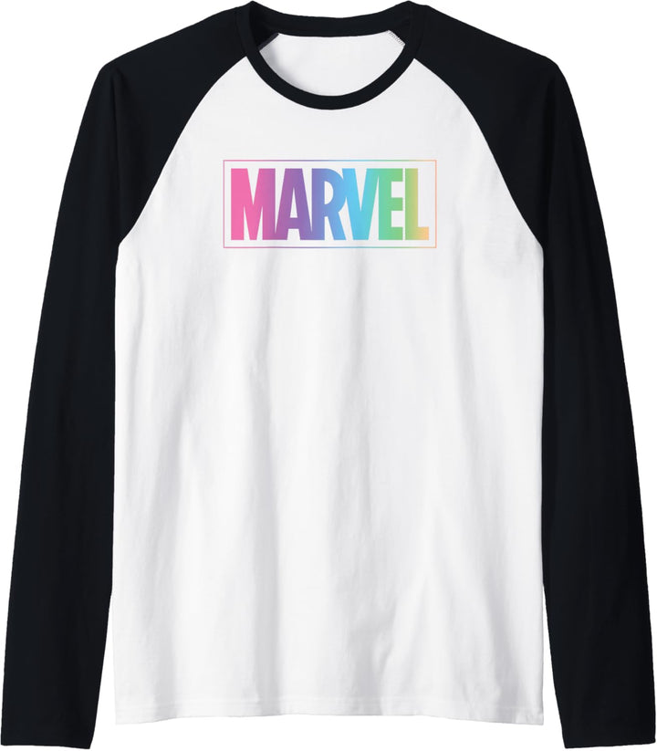 Marvel Logo Pastel Rainbow Raglan