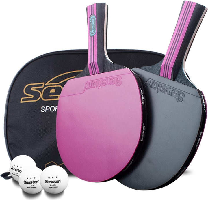 Senston Tischtennisschläger Set, 2 Tischtennisschlager, 3 Tischtennis Bälle und 1 Tasche Ideal für S