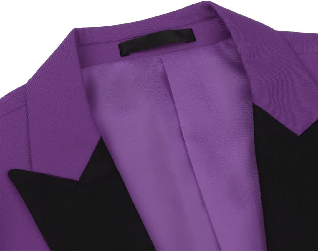 YOUTHUP Herren Slim Fit 3 Teilig Anzug, Lila Xf02 3XL