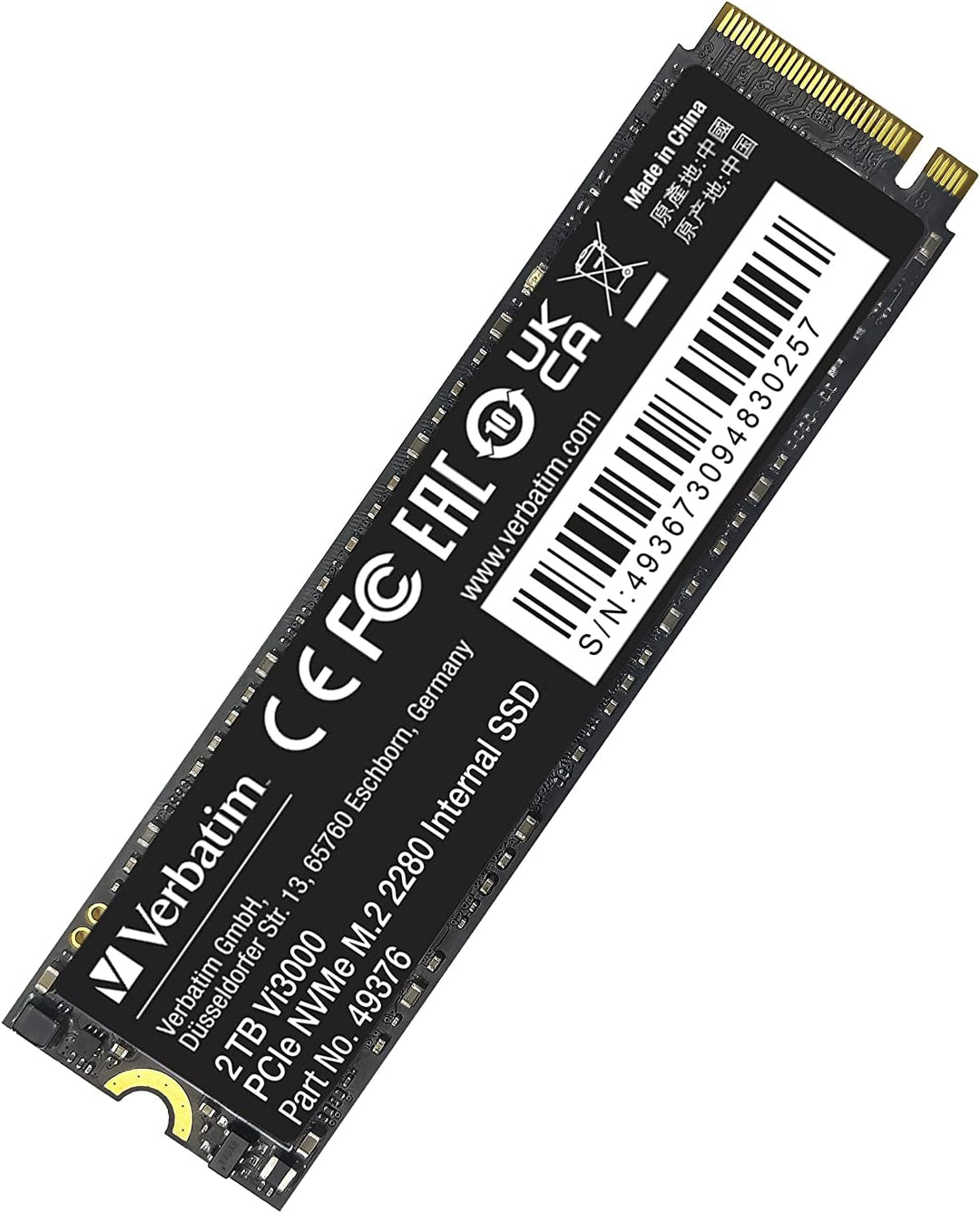 Verbatim Vi3000 NVMe M.2 Internal SSD, internes SSD-Laufwerk mit 2 TB Datenspeicher, Solid State Dri