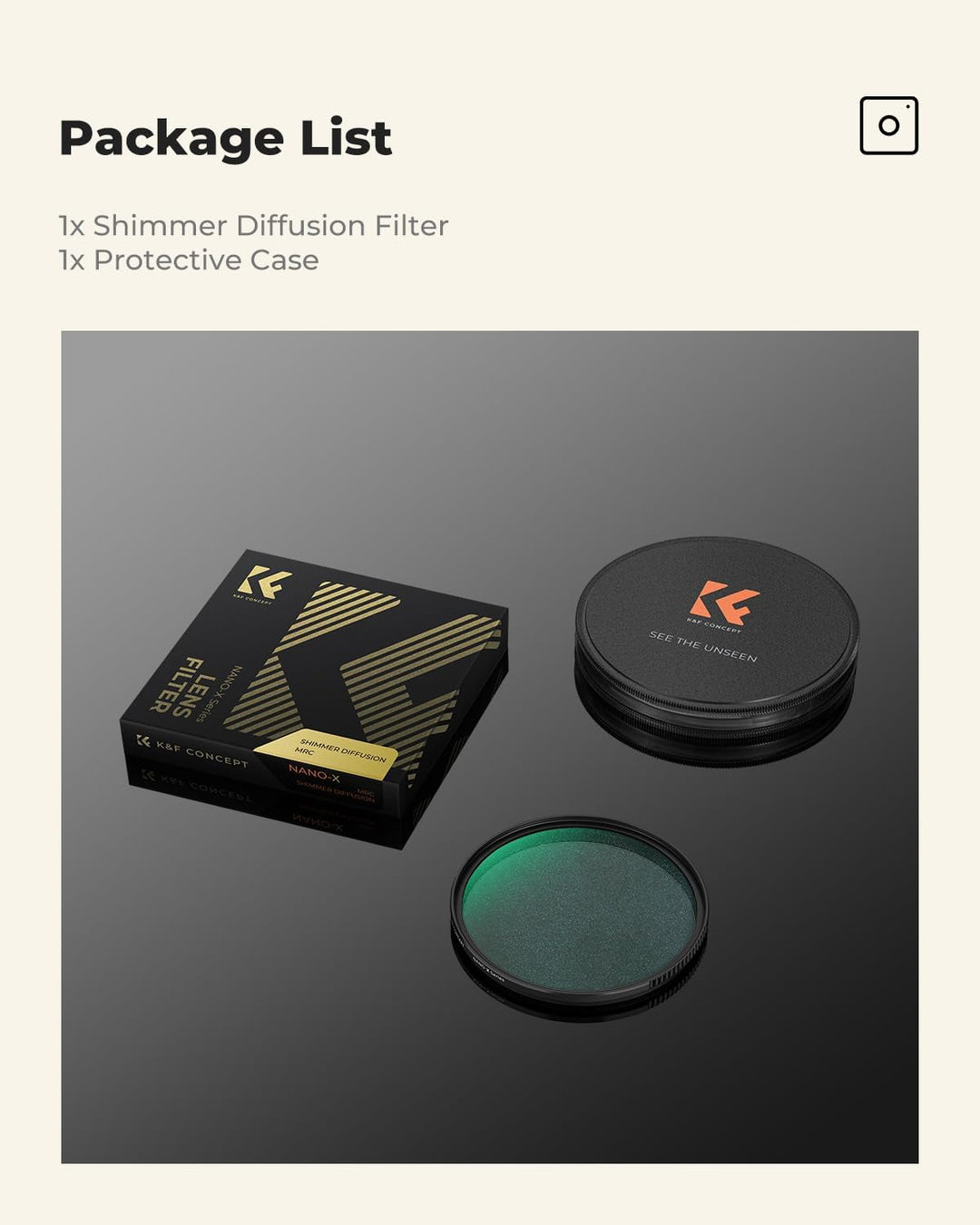 K&F CONCEPT Shimmer Diffusion 1 Filter 77mm aus Optisches Glas mit 28-facher Nano-Beschichtung für V