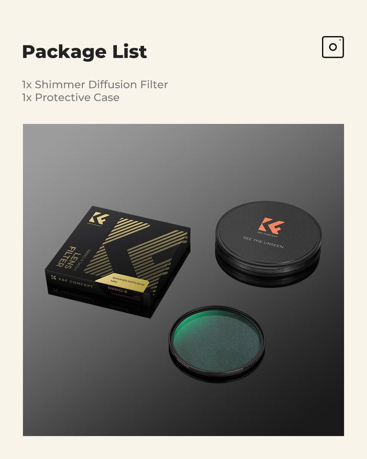 K&F CONCEPT Shimmer Diffusion 1 Filter 77mm aus Optisches Glas mit 28-facher Nano-Beschichtung für V