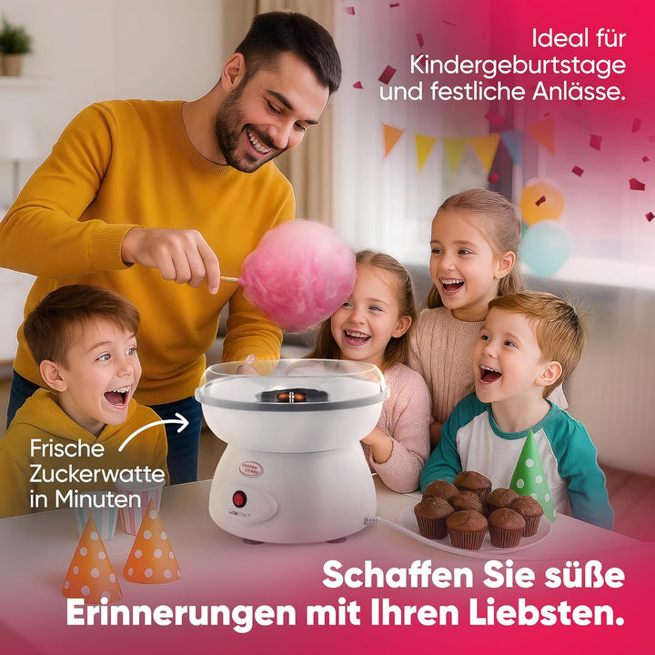 Clatronic Zuckerwatten-Maker | Süsse Leckereien für jede Party | Zuckerwattemaschine mit Quarz-Heize