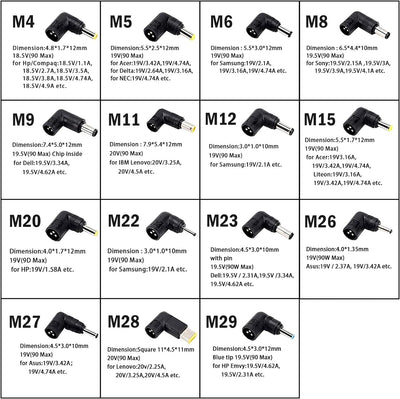 90W Universal Laptop Ladegerät Netzteil, 90W Netzteil mit 15 Anschlüssen für Notebook Ultrabook Tosh