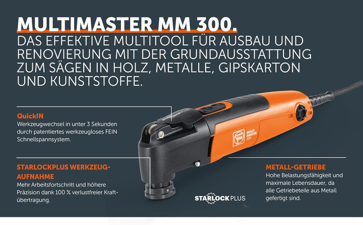 FEIN Multimaster MM 300 Plus Start, Das effektive MultiTool mit der Grundausstattung zum Sägen in Ho