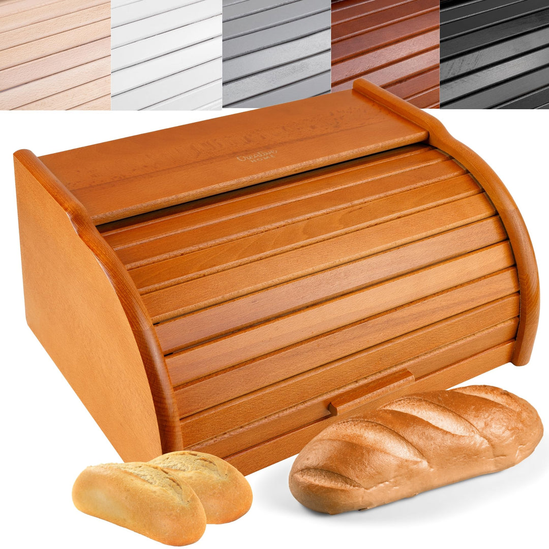 Creative Home Erle Brotkasten Holz | 38 x 28,5 x 17,5cm (+/-1cm) | Perfekte BrotBox für Brot Brötche
