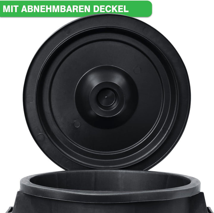 YourCasa Mülltonne 70L - Mülleimer mit Deckel verschliessbar - Tonne mit Trageriffen für Garten - Fu