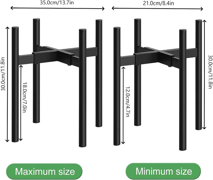 DeJivsin Pflanzenständer, Pflanzenständer aus Eisen, 21cm-35cm, Verstellbarer Pflanzenständer aus Me