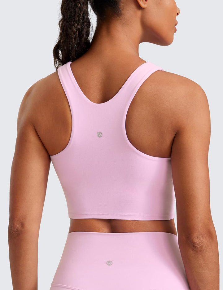 CRZ YOGA Damen Butterluxe Racerback Sport BH Gepolstert Ohne Bügel Crop Tops Longline Yoga Tank Top