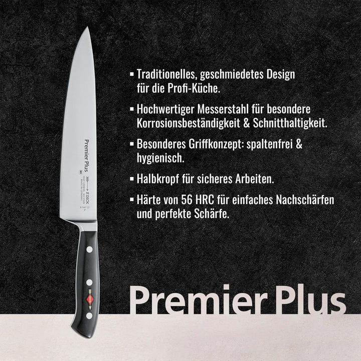 F. DICK Kochmesser, Küchenmesser, Premier Plus (Messer mit Klinge 23 cm, X50CrMoV15 Stahl, nichtrost