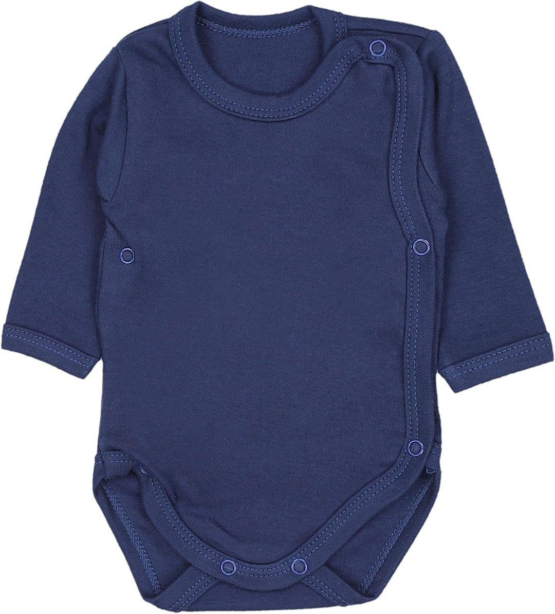 Baby Body Langarm – Wickelbody Langarm im 5er Pack aus Baumwolle für Mädchen und Jungen, Dunkelblau