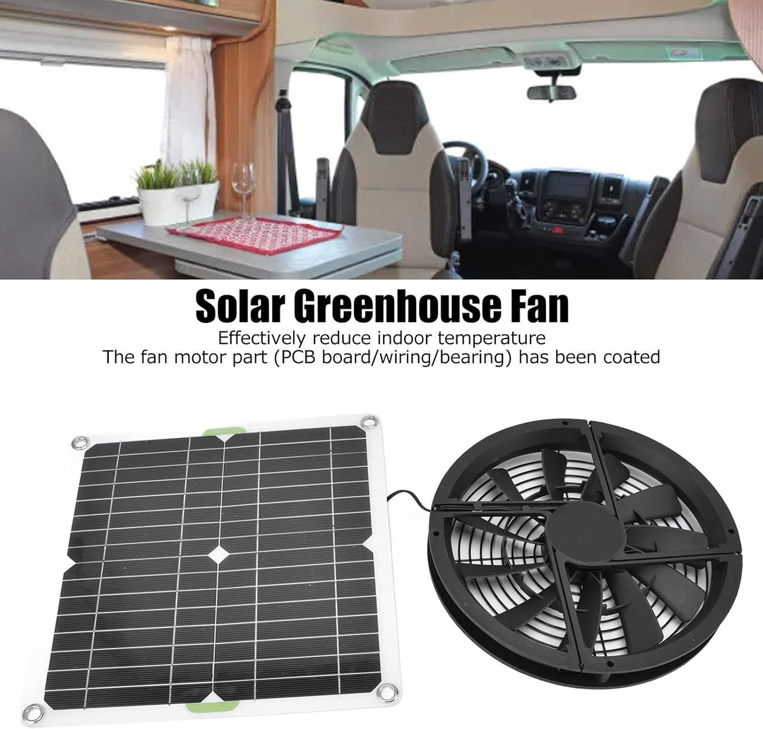 Solarpanel-Lüfter-Kit, 10 Zoll 100 W Wasserdichtes Solarpanel, Rundes Lüftungsgehäuse, Solar-Abluftv