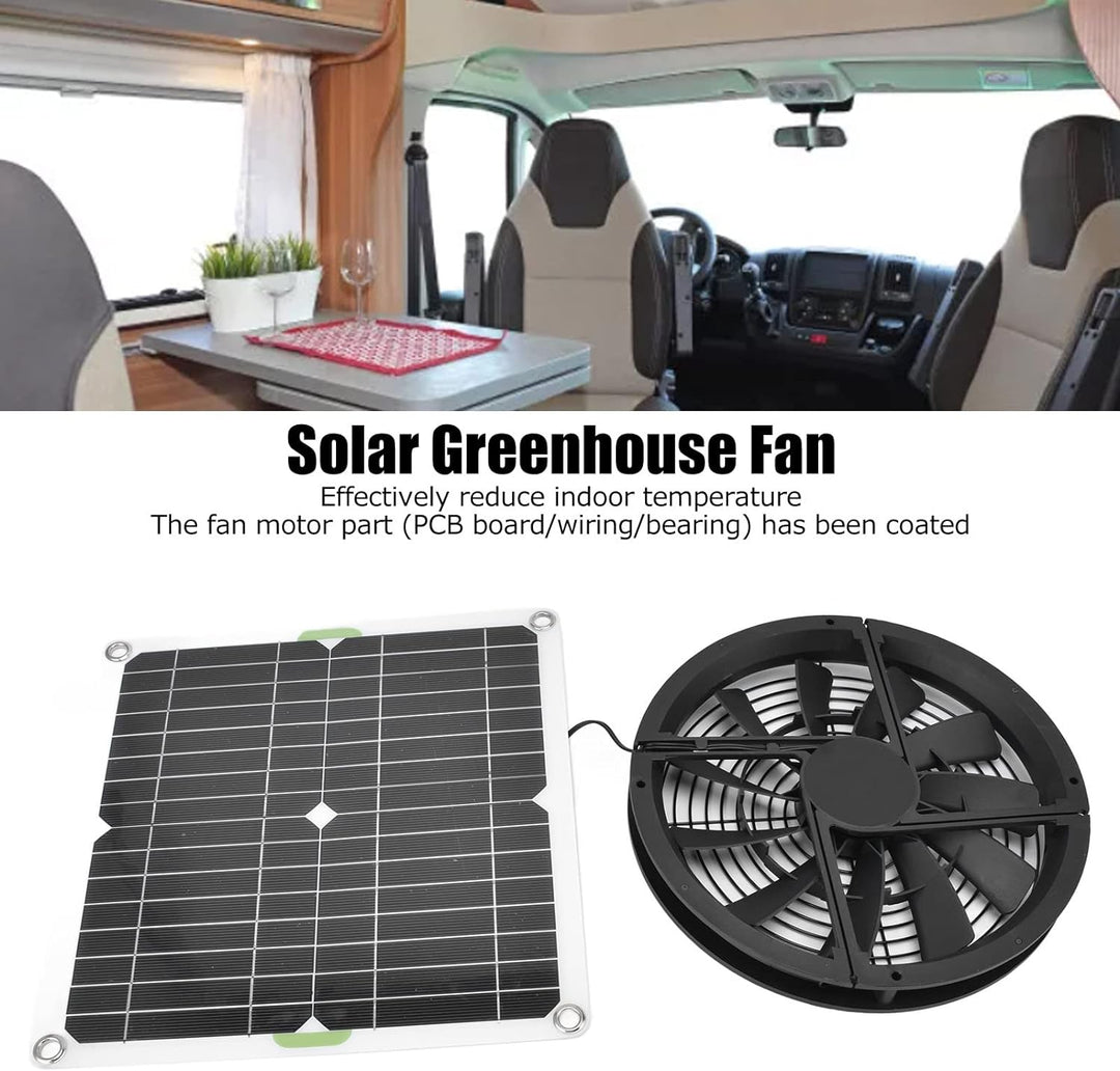 Fockety Solarbetriebenes Lüfter-Kit, 100 W, 12 V, 10 Zoll, Wasserdicht, Kühlender, Runder Solarpanel