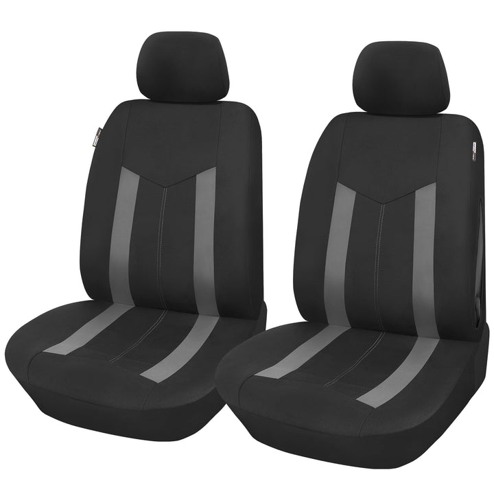 Upgrade4cars Autositzbezüge Set für die Vordersitze Grau | Auto-Schonbezüge Universal Schwarz Auto-S
