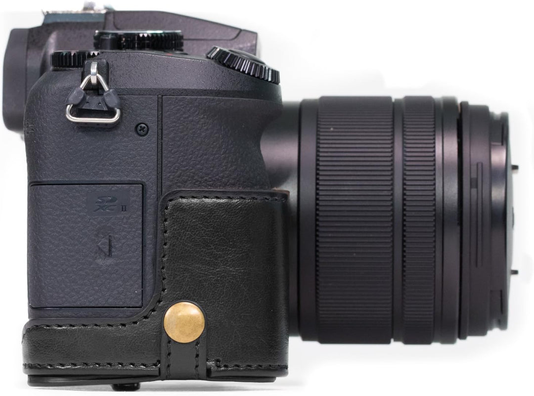 MegaGear MG892 Ever Ready Leder Kameratasche mit Trageriemen kompatibel mit Panasonic Lumix G80, G81