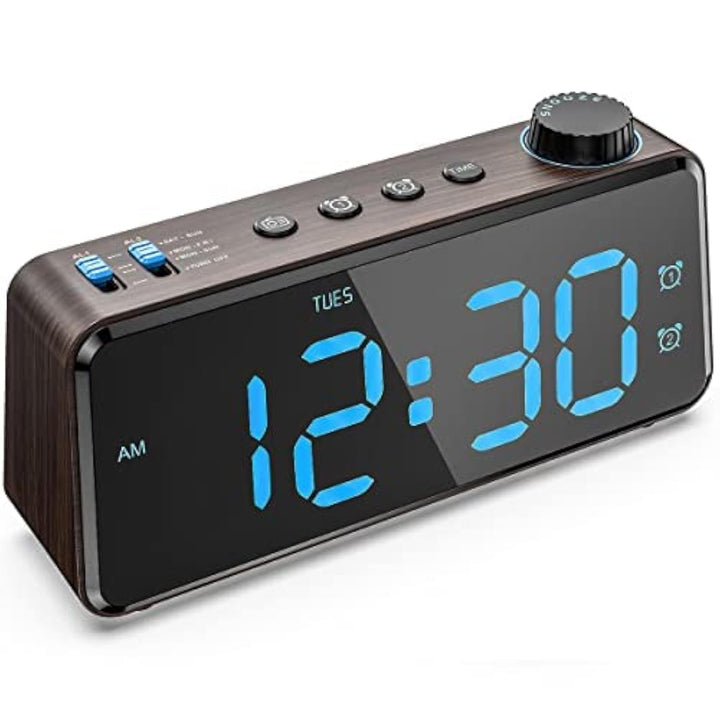 ANJANK Digitaler Radiowecker - 0-100% Dimmbares,Doppelwecker mit Wochentags/Wochenend, USB-Ladegerät