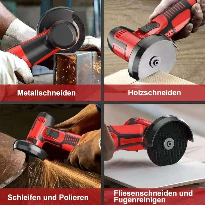 Mini Akku-Winkelschleifer, Multifunktional Doppelbatterie Akku Flex mit Leistungsstarker Motor, 7 Sc
