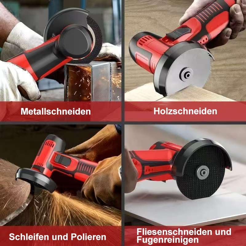 Mini Akku-Winkelschleifer, Multifunktional Doppelbatterie Akku Flex | Leistungsstarker Motor, 7-tlg.
