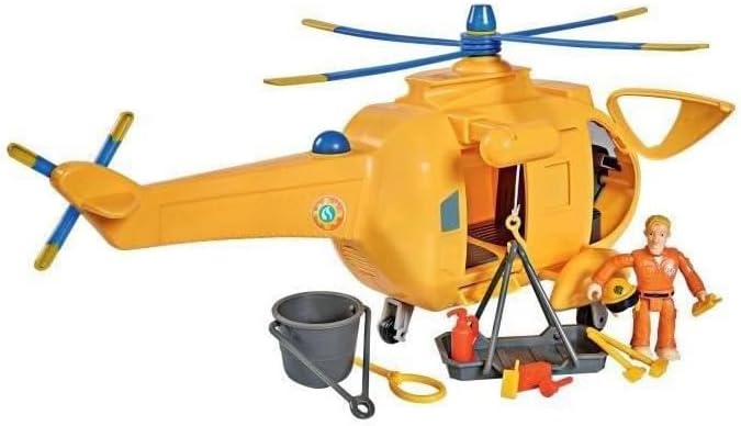 Sam el bombero - Wallaby Hubschrauber mit Figur, 34 cm (Simba 9251002), Wallaby Hubschrauber