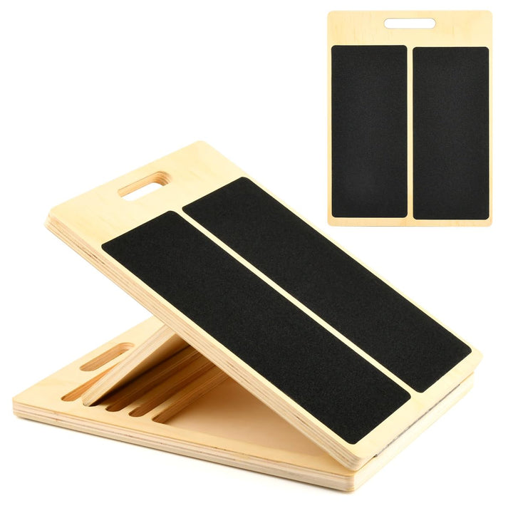 SchräGbrett Wadendehner, Wooden Slant Board mit 5 Winkeln Verstellbar, Anti-Rutsch Geneigte SchräGbr