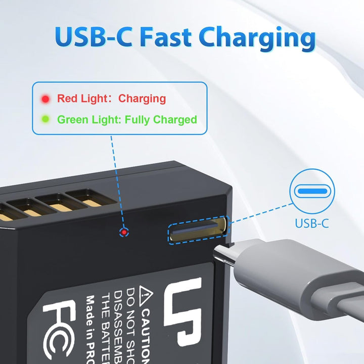 LP LP-E10 Akku 2er-Pack 1500 mAh USB-C-Schnellladefunktion für Canon Akkus 2 Batterien, 2 Batterien