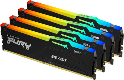 Kingston Fury Beast Schwarz RGB XMP DDR5 64GB 5200MT/s CL40 DIMM Desktop Speicher (Kit mit 4) - KF55
