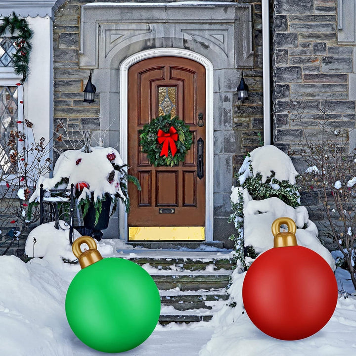 KAHEIGN 2Pcs Aufblasbare Weihnachtskugeln, 60cm Gross Weihnachtskugeln Outdoor Aufblasbar PVC Weihna