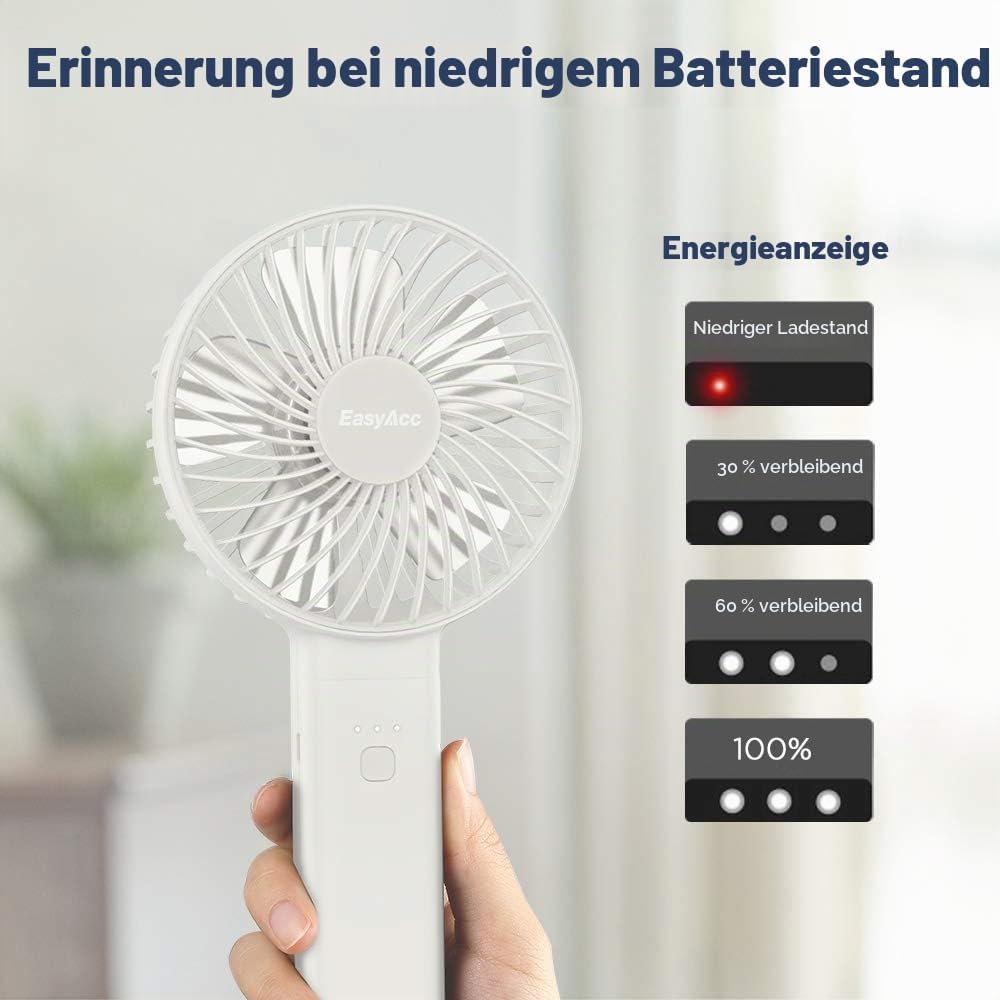 EasyAcc Handventilator, 5000mAh Mini Tragbarer Ventilator mit Powerbank-Funktion, Wiederaufladbar US