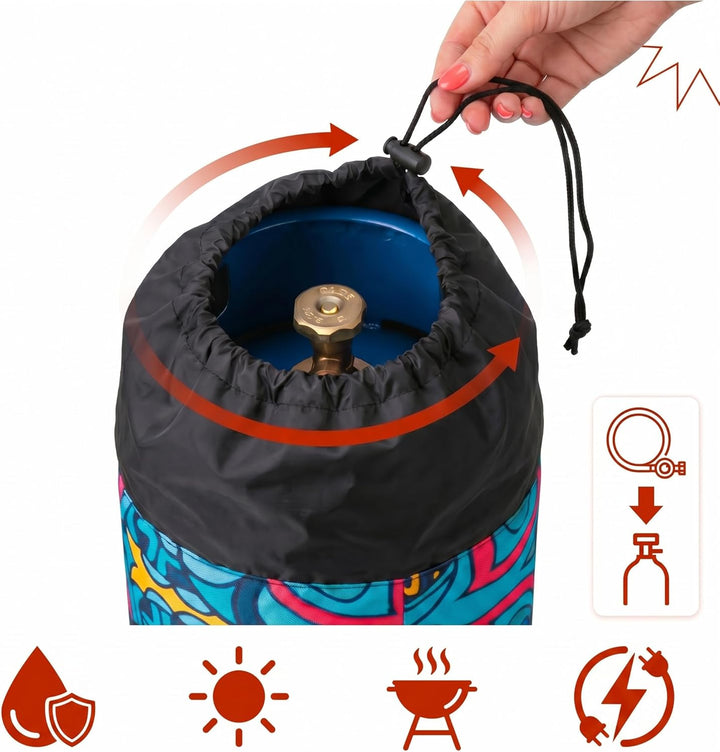 Gasflaschen Abdeckung 11 kg für Grill und Camping Gasflaschenhülle mit Kordelzug Reissverschluss sta
