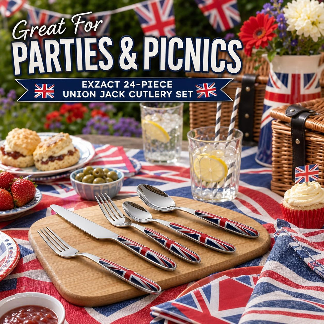 Exzact Rostfrei Stahl Besteck Set EX07 Union Jack X 24, Union Jack X 24