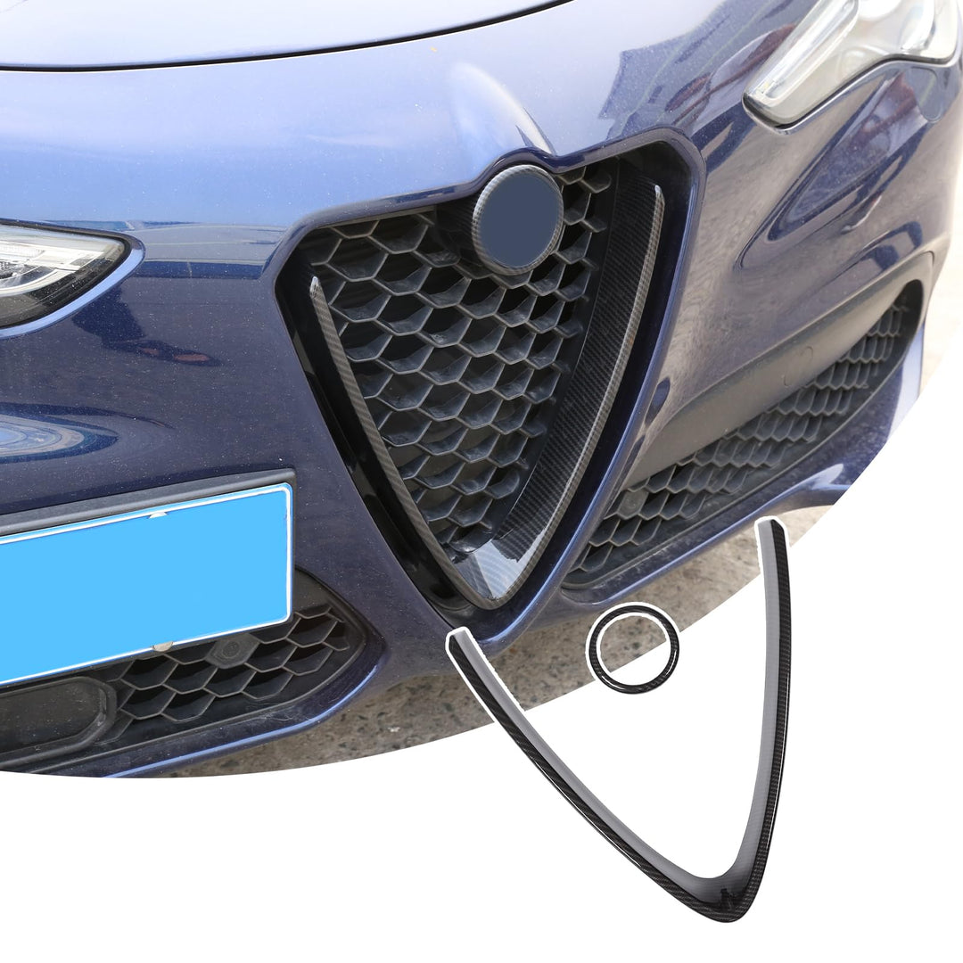 Carbon Faser Stil ABS-Kunststoff Front Grill Dekoration Rahmen Besatz für Stelvio 2017 2018