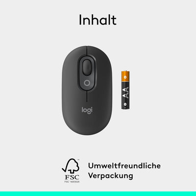 Logitech POP Mouse, kompakte und mobile kabellose Bluetooth-Maus mit programmierbaren Tasten und lei