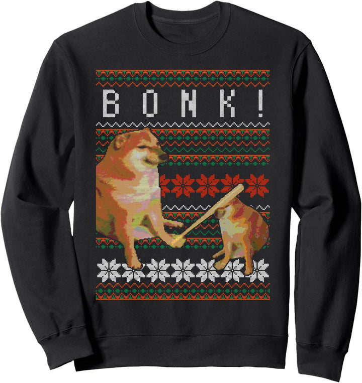 Cheems Doge Bonk Meme Kitschige Weihnachts-Sweater Sweatshirt