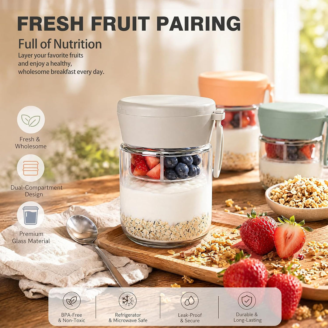 4er Overnight Oats Gläser, Overnight Oats Gläser mit Schichtung Aufbewahrungsglas, Müslibecher to go