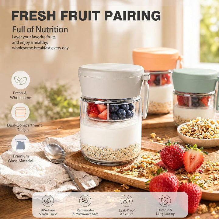4er Overnight Oats Gläser, Overnight Oats Gläser mit Schichtung Aufbewahrungsglas, Müslibecher to go