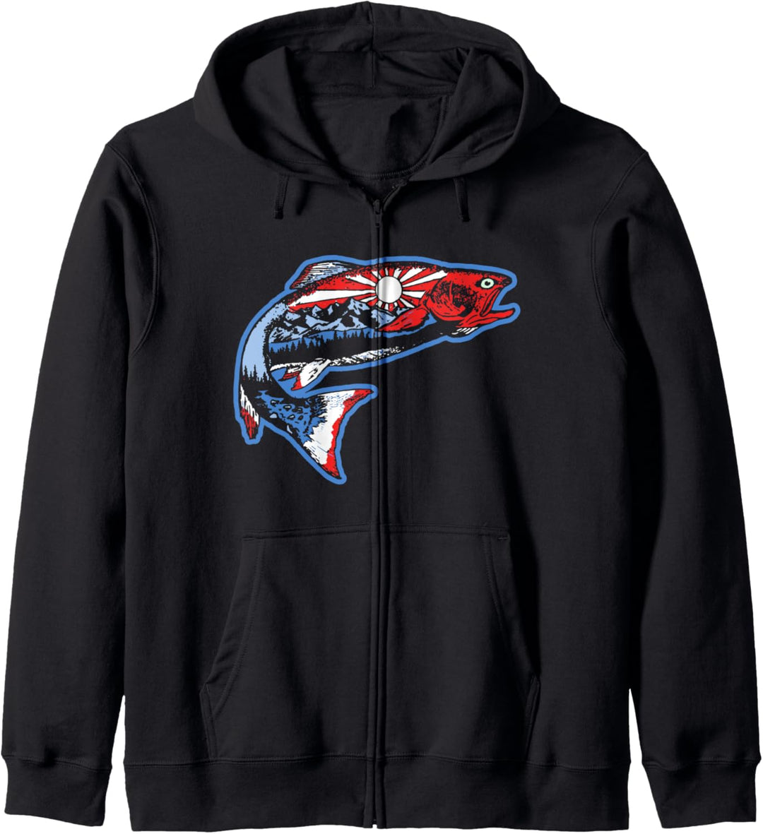 Trout Outdoor Illustration Series - Red White & Blue USA Kapuzenjacke