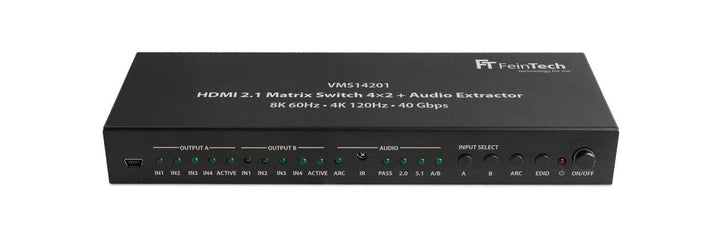 FeinTech VMS14201 HDMI 2.1 Matrix Switch 4x2 Umschalter 4K 120Hz 8K Ultra-HD 4 in 2 Out Audio Extrac