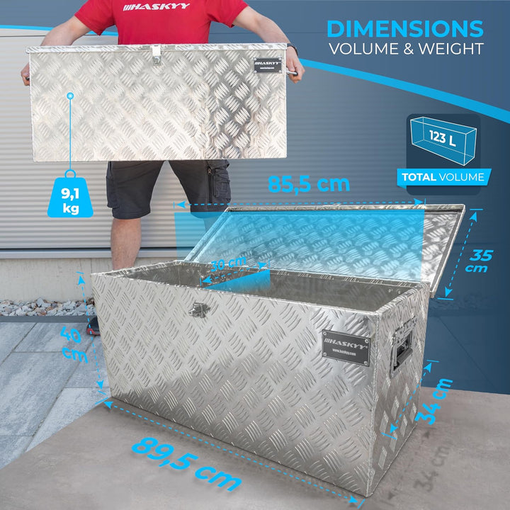 HASKYY Aluminium Transportbox 900x350x400 mm Truckbox Deichselbox Werkzeugkasten Alubox Alukoffer Xx