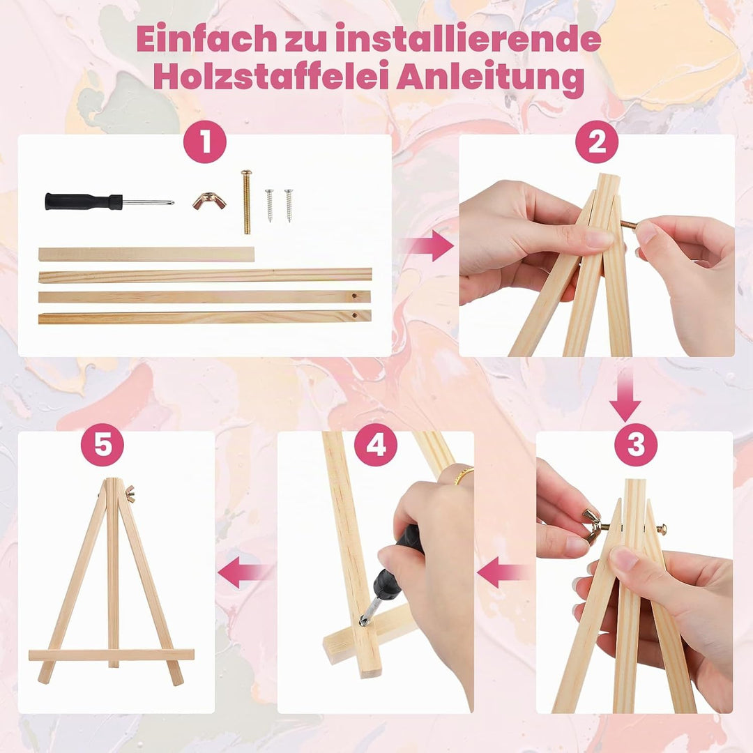 GHHKUD Malen Nach Zahlen Erwachsene, 4 Stück Malen Nach Zahlen Blumen Landschaft DIY Handgemalt Ölge