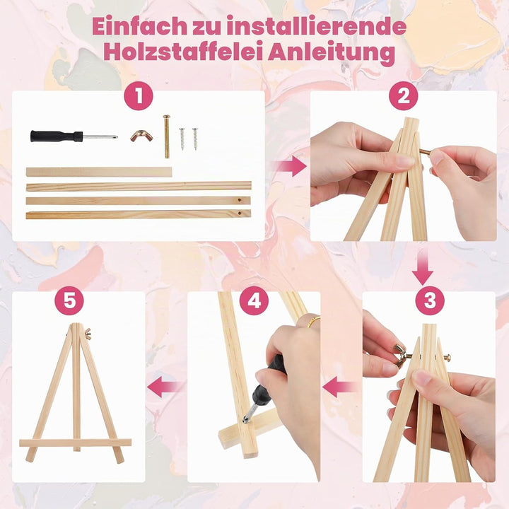 GHHKUD Malen Nach Zahlen Erwachsene, 4 Stück Malen Nach Zahlen Blumen Landschaft DIY Handgemalt Ölge