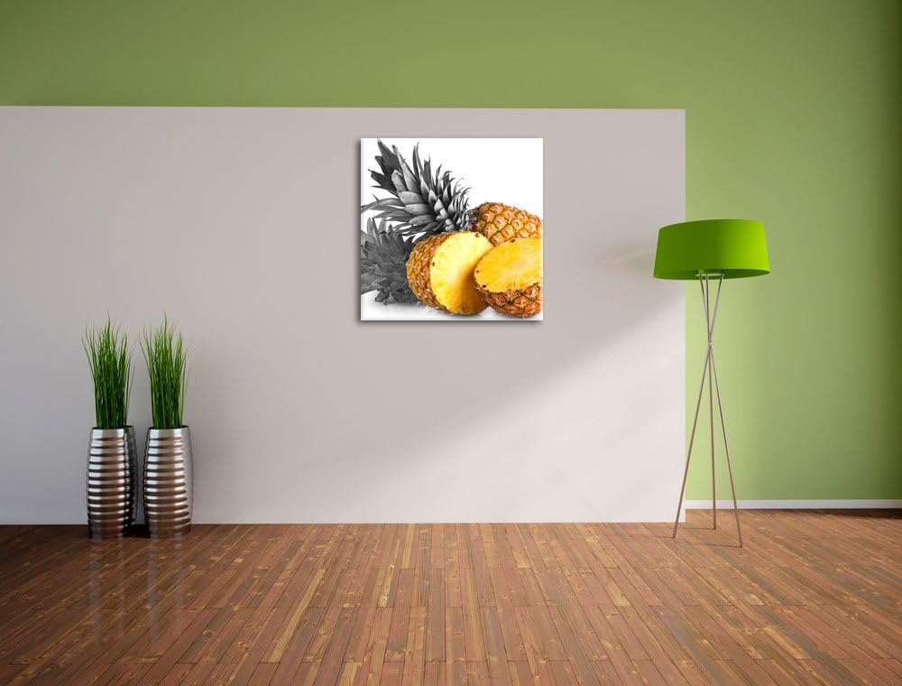 Pixxprint Frische Ananas als Leinwandbild Quadratisch/Grösse: 70x70 / Wandbild/Kunstdruck/fertig bes