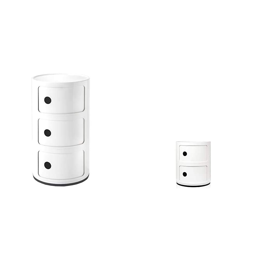 Kartell Componibile Endtische, Plastik, weiss, 32 x 58.5 x 32 cm &amp; 4966/03 Componibile Endtische, Pl