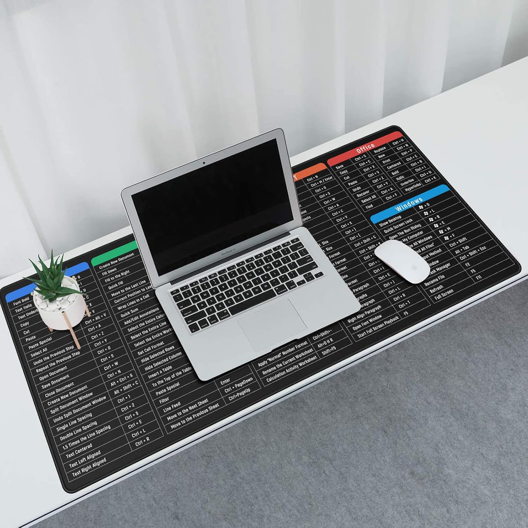 JIALONG Grosses Mauspad mit Excel Tastaturkürzeln für Office, multifunktional, komfortabel Gaming Mo