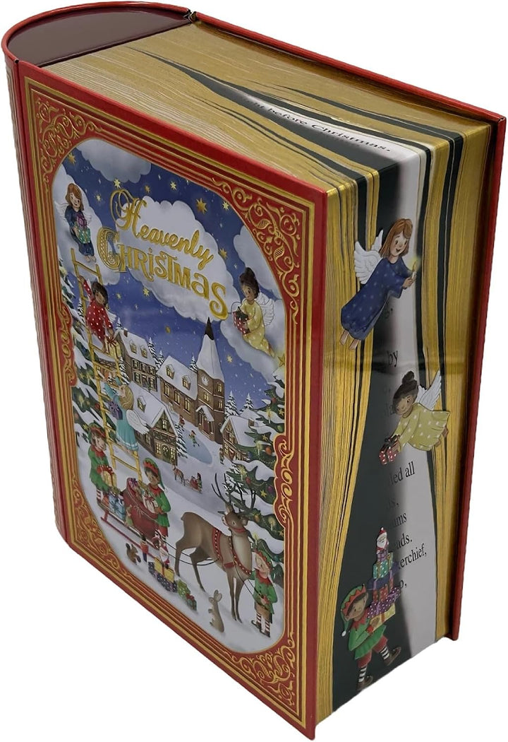 MediMuc Grosse Buchdose Heavenly Christmas - aufwändig geprägt und bedruckt - mit Engel- und Wichtel