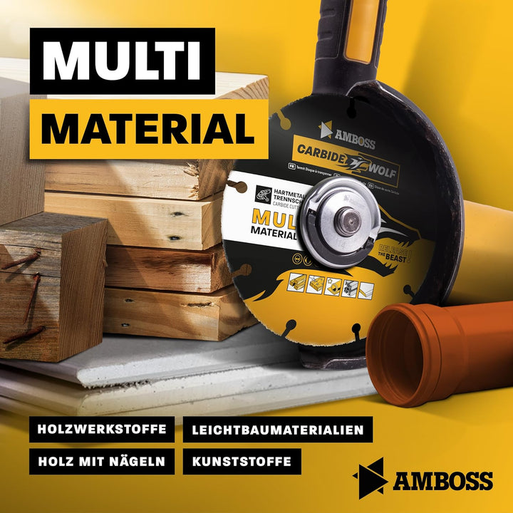 Amboss Carbide Wolf Ø 230mm - Multi Hartmetall Trennscheibe für Winkelschleifer (Flex,Bosch uva) - H