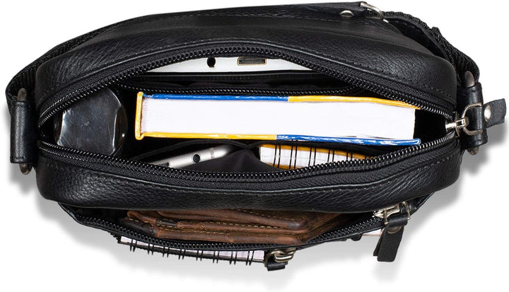 ROYALZ 'Dallas' Kleine Umhängetasche Herren Leder Vintage Look Echtleder Männer Ledertasche Mini Sch