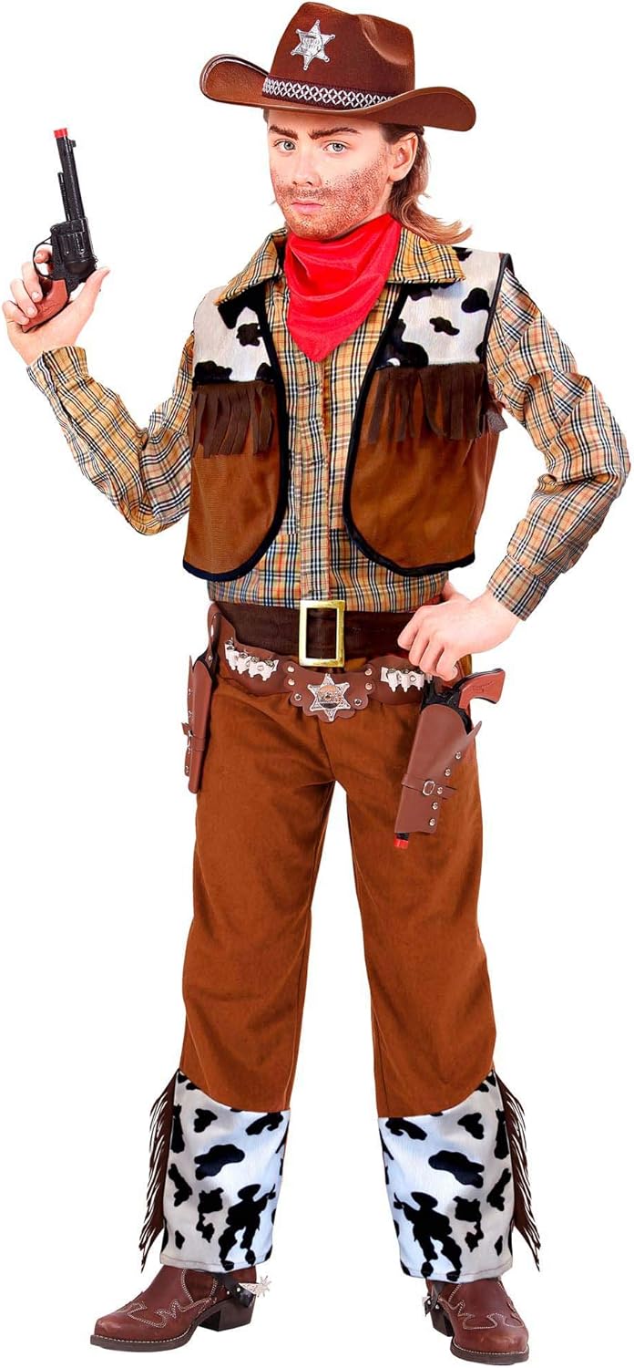 "COWBOY" (shirt, vest, pants, belt, bandana) - (140 cm / 8-10 Years), 140