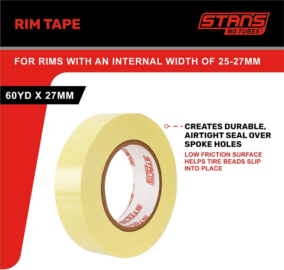 Notubes Felgenband für Stans ZTR Felgen 60yd x 27mm, AS0073 Laufräder, gelb, 55m