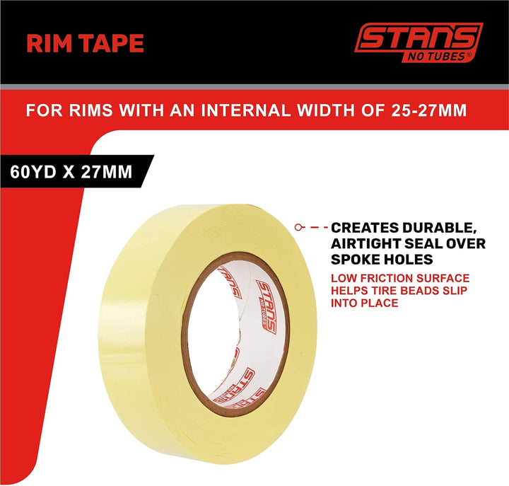 Notubes Felgenband für Stans ZTR Felgen 60yd x 27mm, AS0073 Laufräder, gelb, 55m